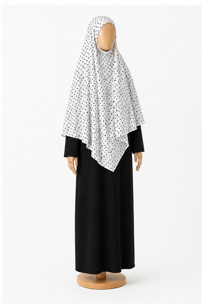 Ensemble abaya & khimar à pois noir