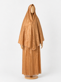 Ensemble abaya & khimar satin froissé caramel 🥮