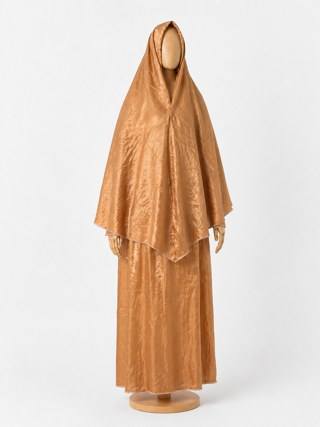 Ensemble abaya & khimar satin froissé caramel 🥮